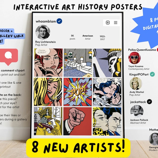 Famous Artist Instagram Posters VOL. 2 - Art History Classroom Decor and Interactive Game