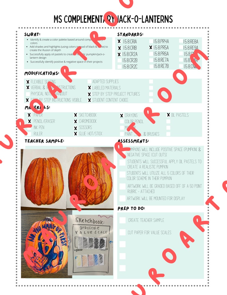 Color Theory Art Lesson - Complementary Jack-o-lantern - Etsy