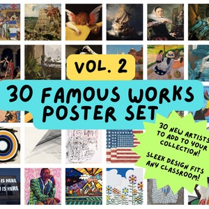 Conjunto de pôsteres de obras famosas VOL. 2 (30 NOVOS ARTISTAS) Design de história da arte - Recurso para professores de arte!