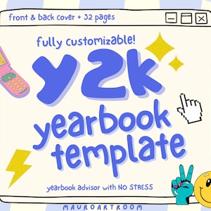 Yearbook Template - Y2K Computer Theme - Easy Edit - MauroArtRoom