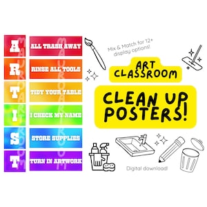Art Classroom - Artist Clean Up Posters - MauroArtRoom / Colorful Art Teacher Decor / Posters