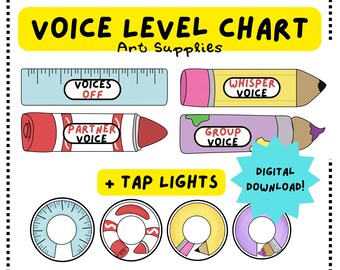 Art Supplies Voice Level Chart - Tap Light Decor Classroom Management