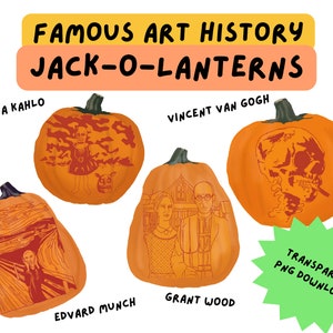 Famous Art History Jack-O-Lanterns PNG Digital Download - Art Teacher Decor