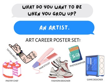 Paquete de carteles para artistas - Imágenes de carreras artísticas - Cartel para profesores de arte - Recurso de decoración para el aula
