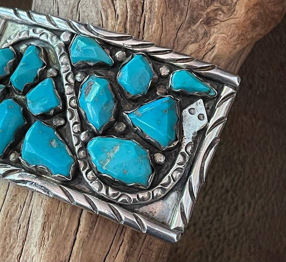 Snake Inlay Signed Vintage Native American Turquoise Sterling Silver Bracelet Snake Inlay Signed Vintage Native American Turquoise Sterling Silver Bracelet