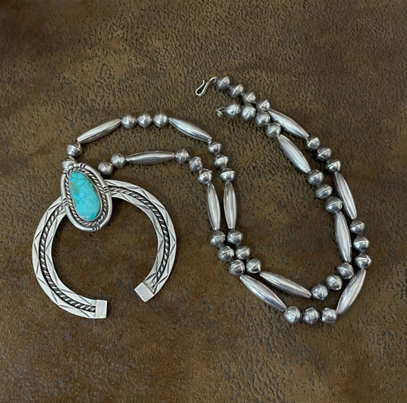 Vintage Sterling Silver Navajo Pearls and Sterlin… - image 3