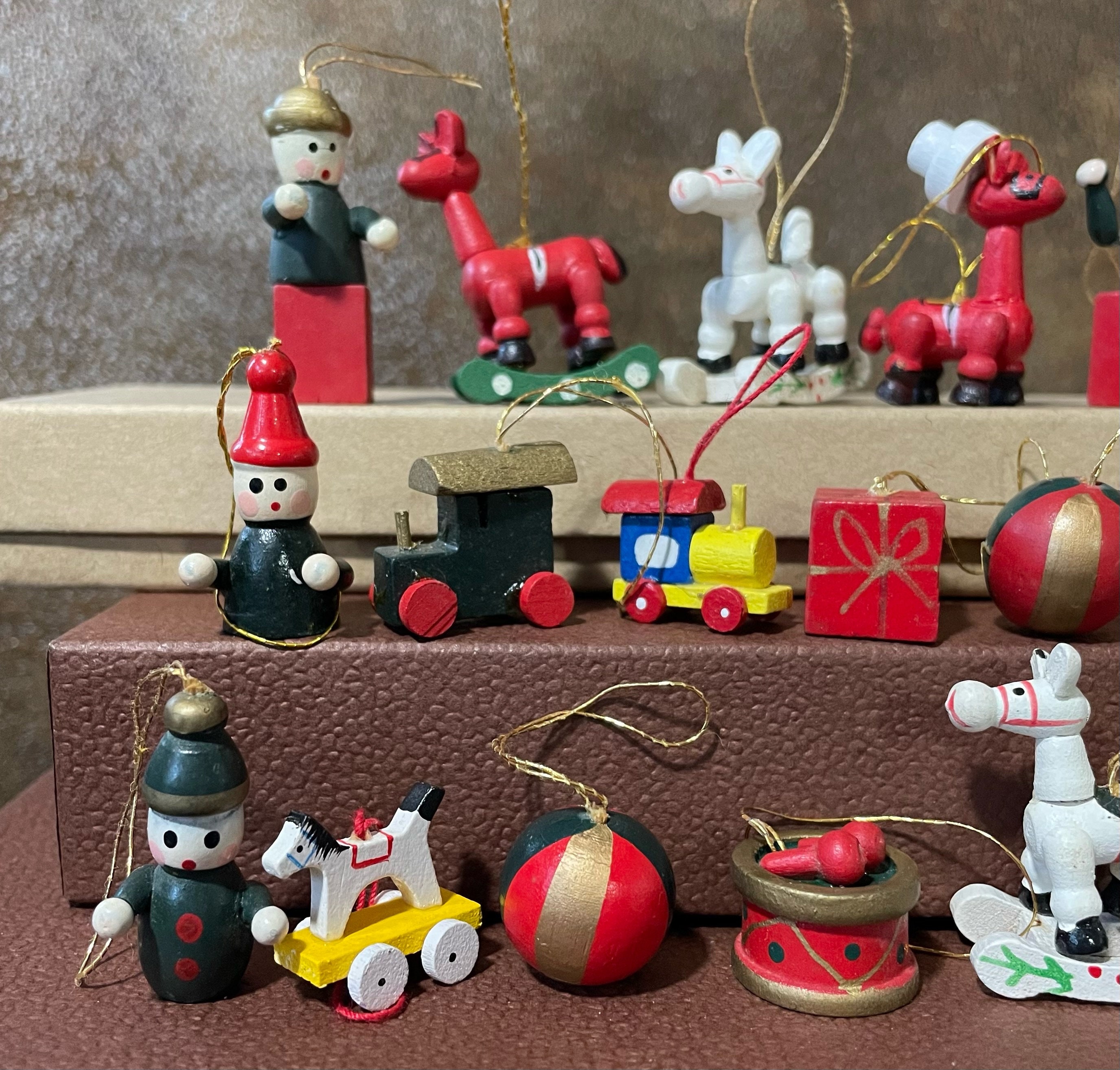 Vintage Mini Kurt Adler Wooden Toy Ornaments Mid Century Etsy