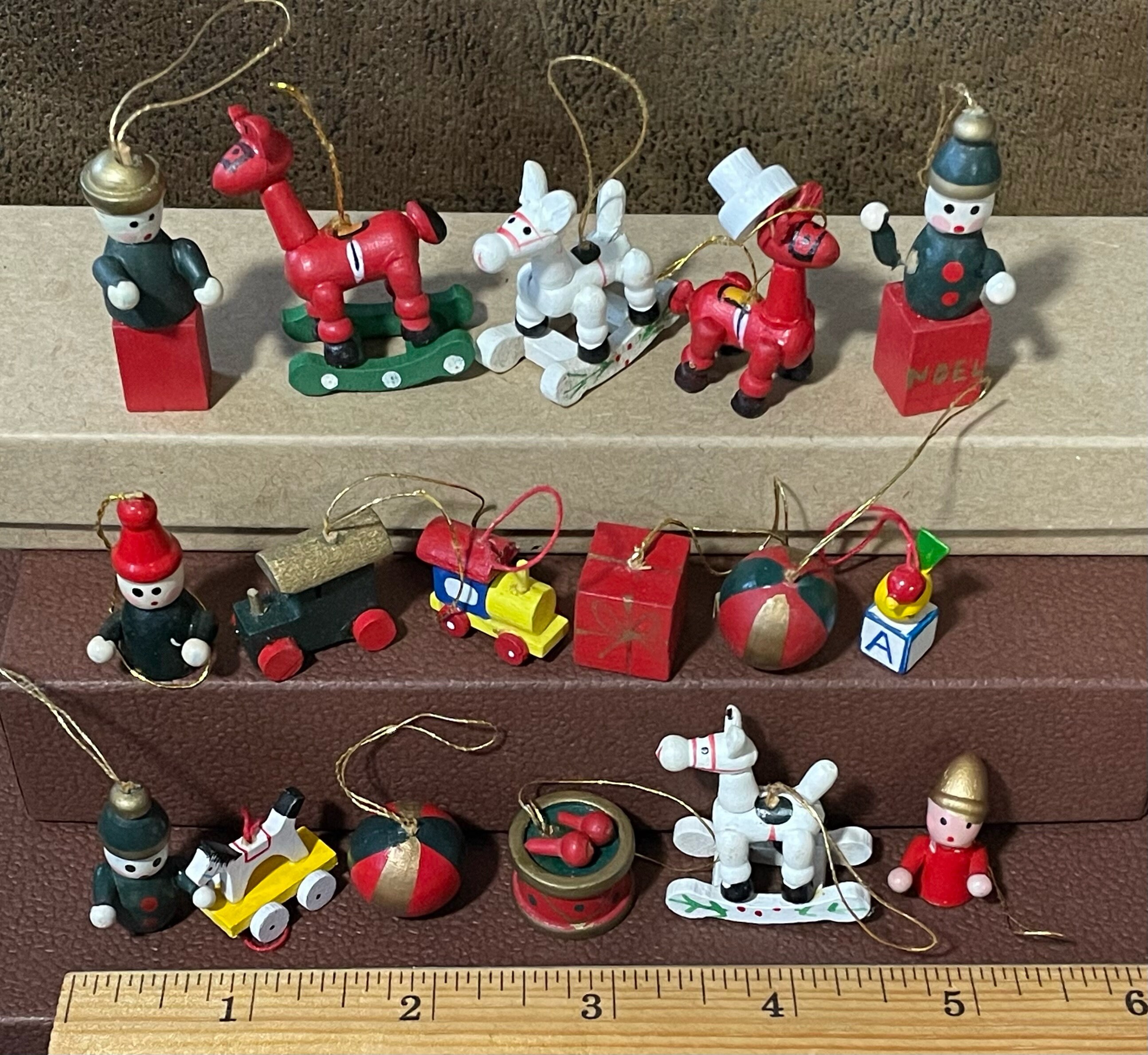 Vintage Mini Kurt Adler Wooden Toy Ornaments Mid Century Etsy