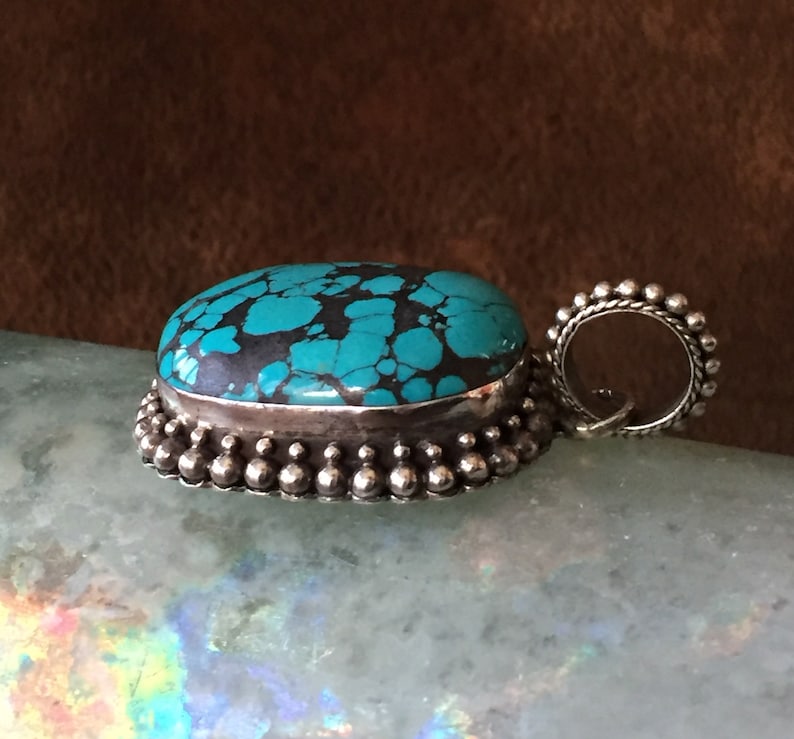 Vintage Turquoise and Sterling Silver Pendant
