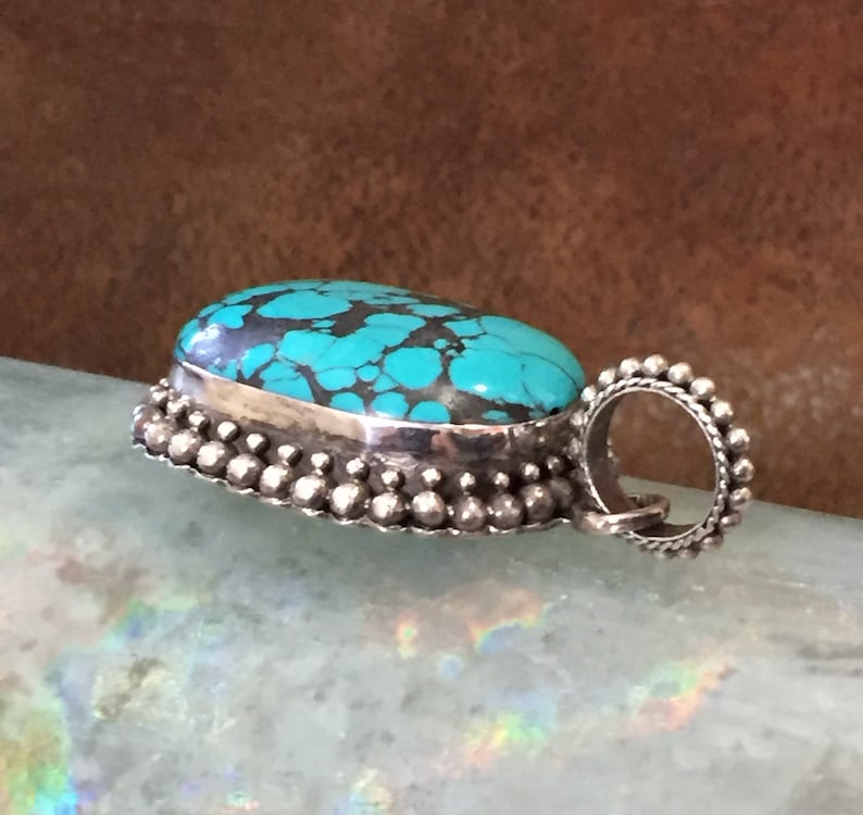 Vintage Turquoise and Sterling Silver Pendant