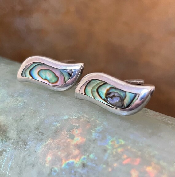 Boutons De Manchette En Argent Sterling Taxco Signés RBR - Style Demi-cercle Vintage