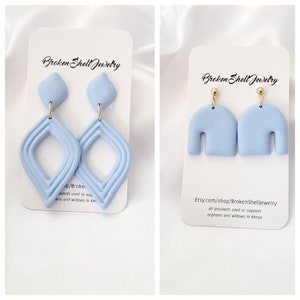 Blue Earrings, Polymer Clay, Dangle, Drop, Stud