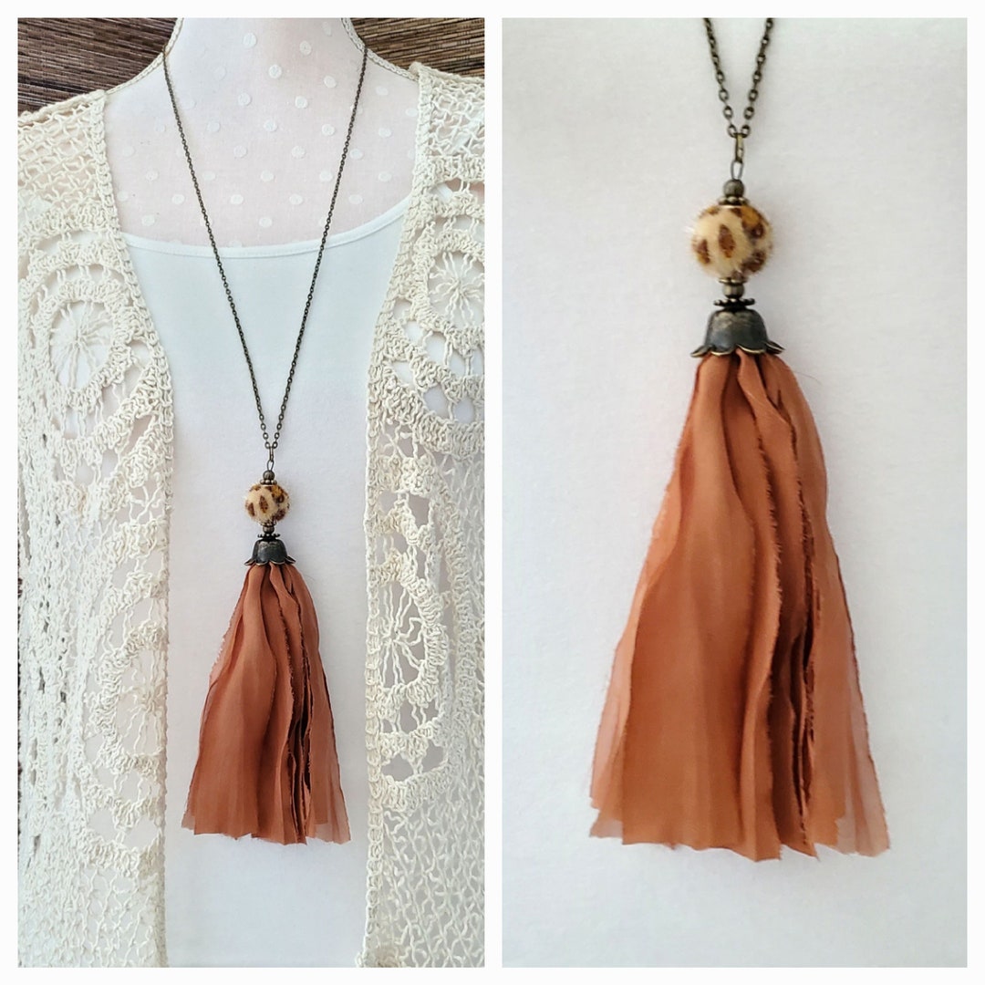 Cheetah tassel necklace sale