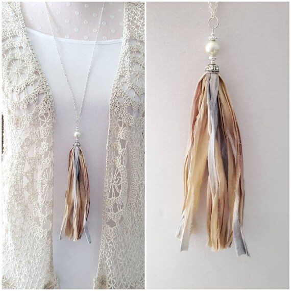 Sari Silk Tassel Necklace Silk Tassel Fabric Tassel Etsy