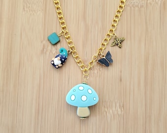 Charm Necklace, Mushroom, Gold