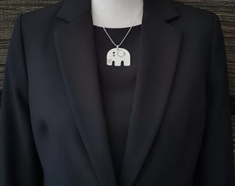 Elephant Necklace, Silver, Boho, Pendant Necklace