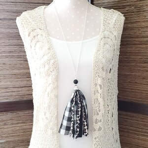 Leopard fabric tassel necklace best sale