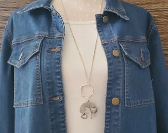 Cat Necklace, Silver, Boho, Pendant Necklace