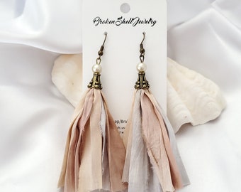 Tassel Earrings, Silk, Sari Silk, Dangle