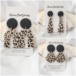 Leopard Earrings, Statement Earrings, Polymer Clay Earrings, Geometric, Cheetah