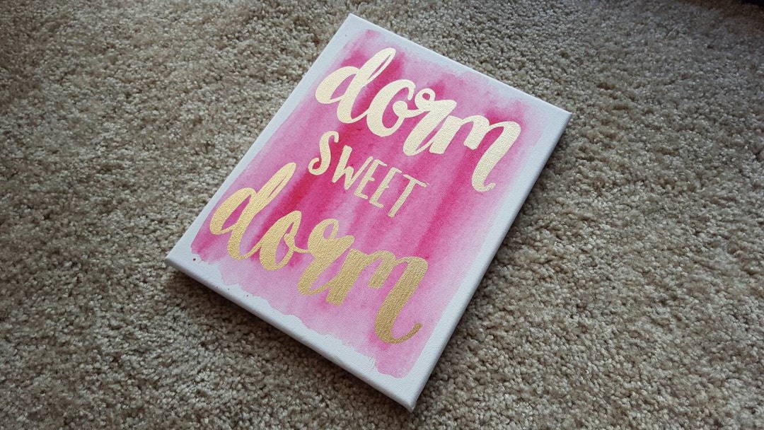 Dorm Sweet Dorm Canvas Quote Art Dorm Decor Watercolor - Etsy