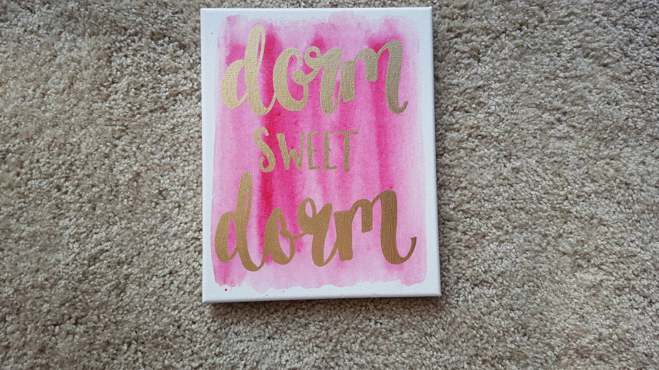 Dorm Sweet Dorm Canvas Quote Art Dorm Decor Watercolor | Etsy