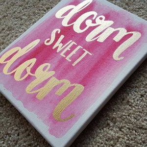 Dorm Sweet Dorm Canvas Quote Art Dorm Decor Watercolor - Etsy