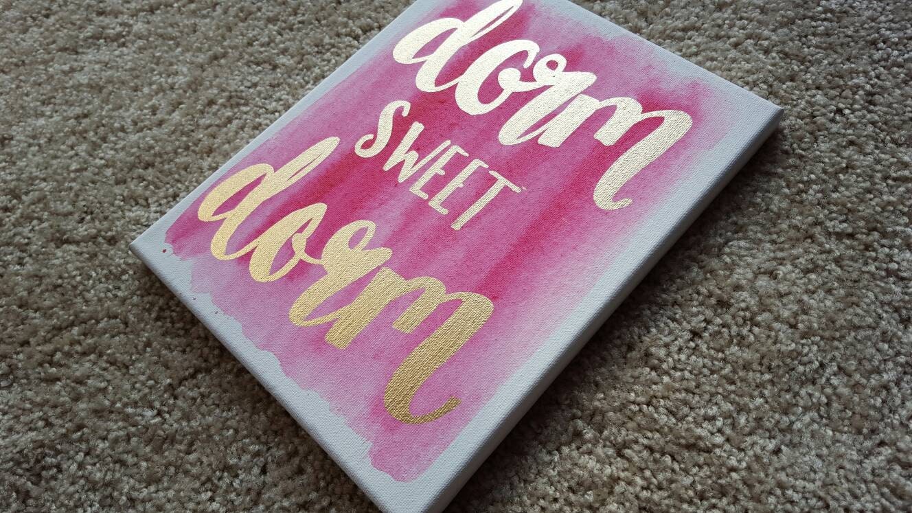 Dorm Sweet Dorm Canvas Quote Art Dorm Decor Watercolor | Etsy