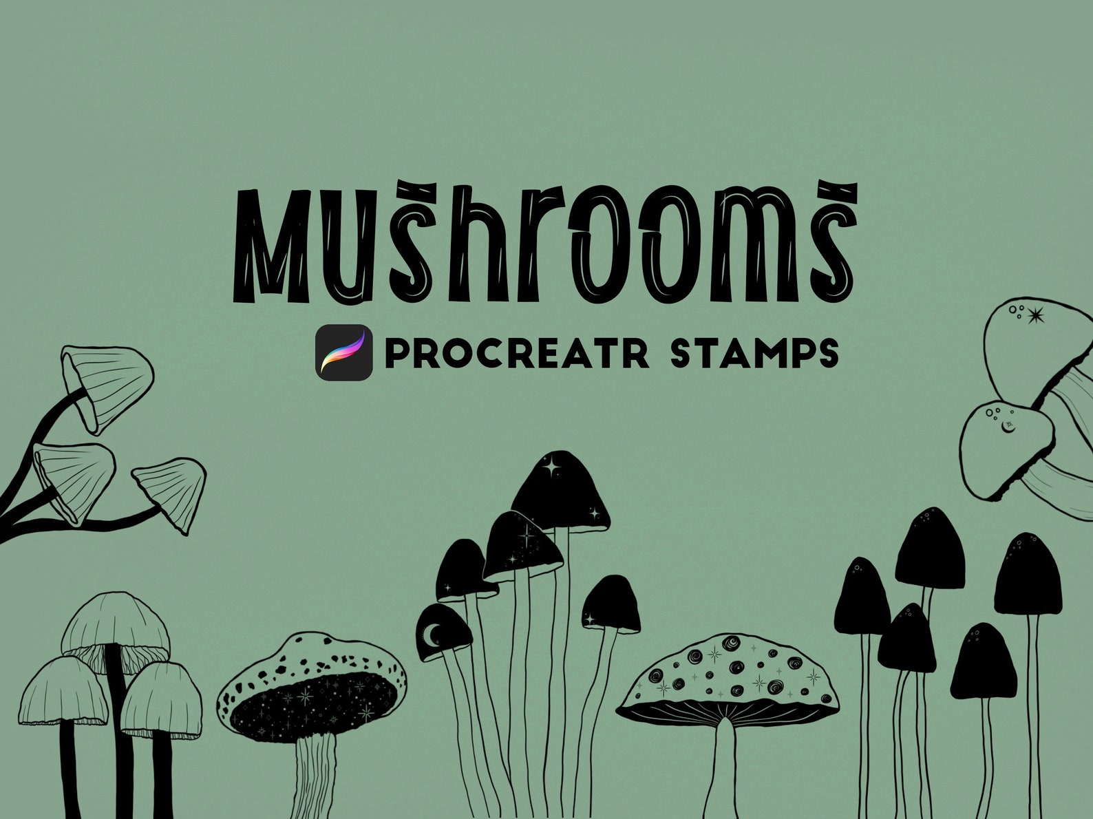 Mushroom Stamps for Procreate, Procreate Stamps, Procreate Brushes ...