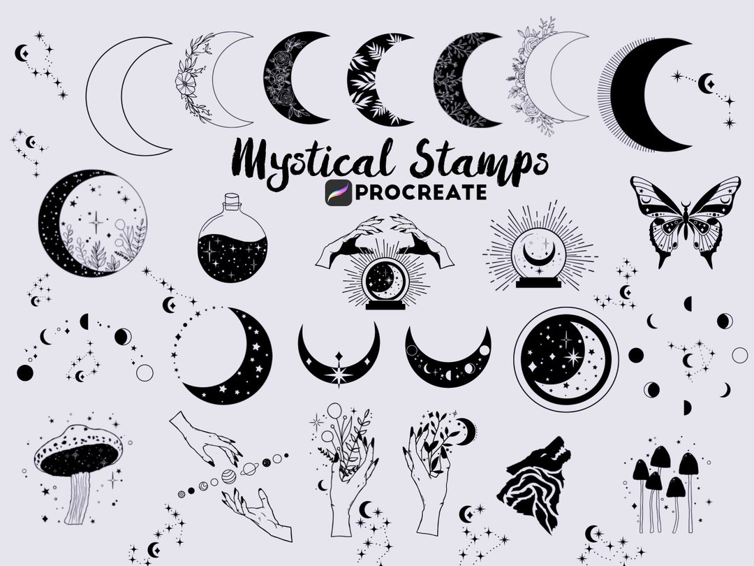 Mystical Stamps Procreate, Mystical Moon Stamps, Procreate Witch ...
