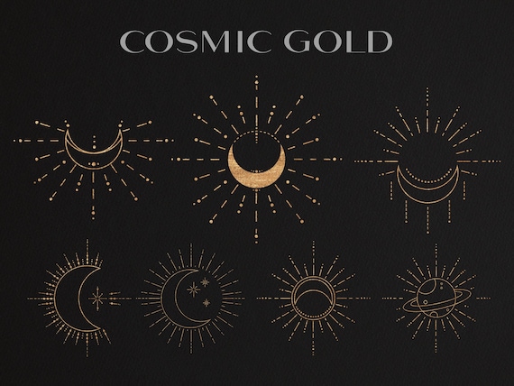 Gold Foil Moon Overlay PNG - Gold Celestial Png | Digital Moon PNG with Transparent Background | Party Gold Foil Overlays