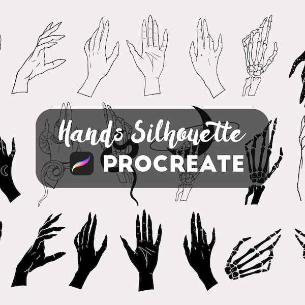 Procreate Hands Silhouette Stamps, Witch Hands Stamps, Procreate Mystical Hands Brushes, Female Hands Stamps Brushes