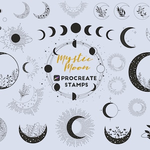 Procreate Mystic Moon Stamps, Mystical Moon Stamps, Procreate Stamp Brushset, Procreate Mystical Brushes, Magic Stamps Brushes, Digital
