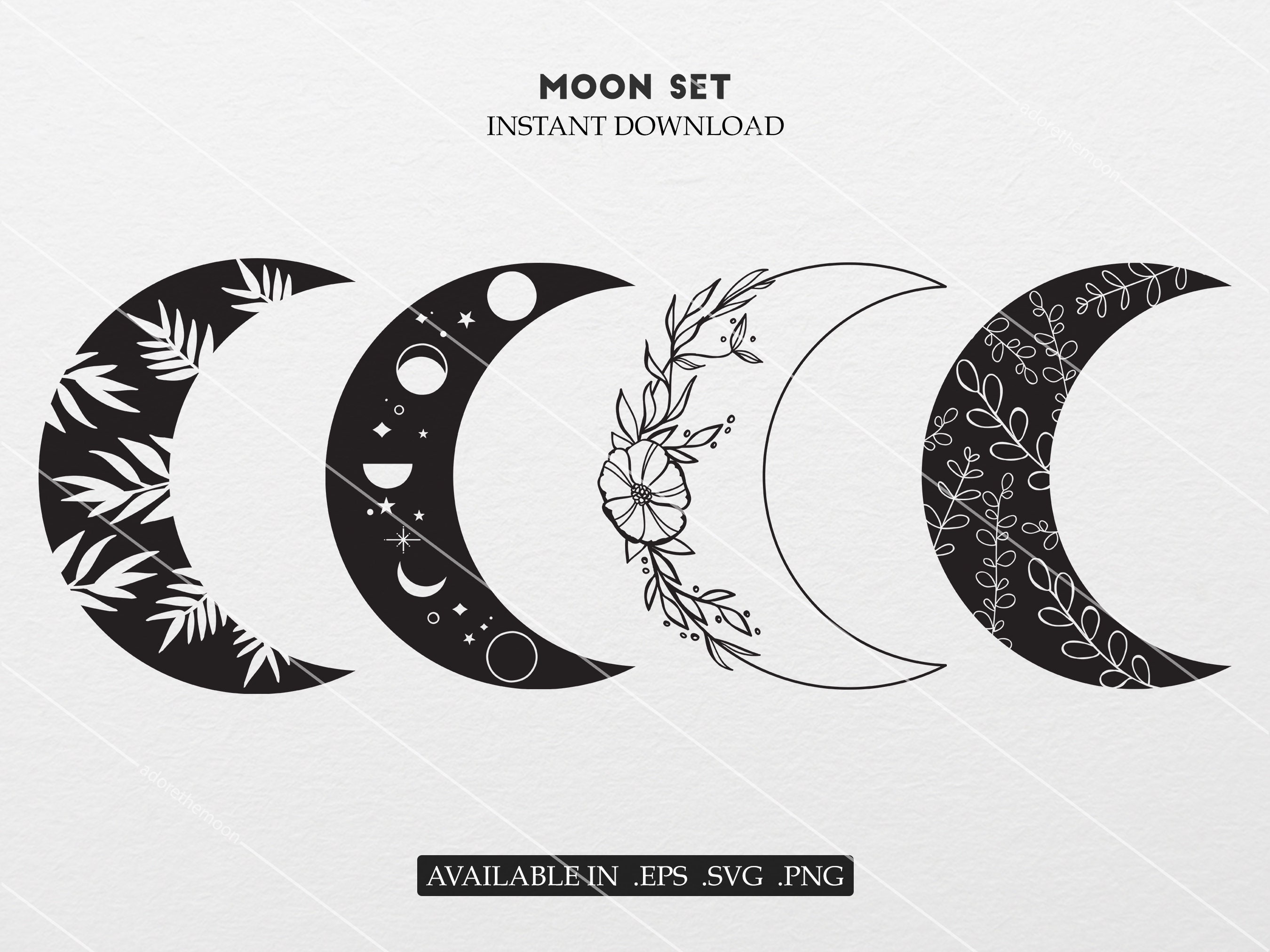 Crescent Moon SVG, Crescent Moon Cut File, Moon Vector, Moon Clipart,  Crescent Moon Illustration Design Outline, Cricut, Silhouette, PNG