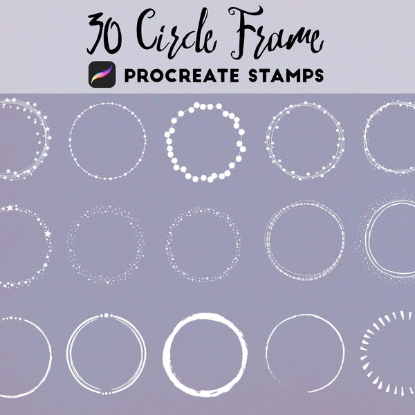 Procréer des tampons de brosse de cercle. 30 tampons Procreate Circle Frame. Timbres de cadre rond. Timbres de cadre de logo. Lot de cadres. Procréer Brushset