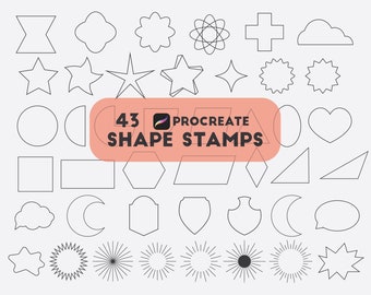 Simple Shape Procreate Brushes - Basic Shape Stamps, Geometric Procreate Brushes, Shapes Procreate Stamps, Digital Download