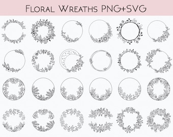 Wreath SVG Bundle | Floral Wreath svg | Circle Wreath  svg | Wreath  Monogram svg | Wreath Cut File | Cricut Wreath Svg