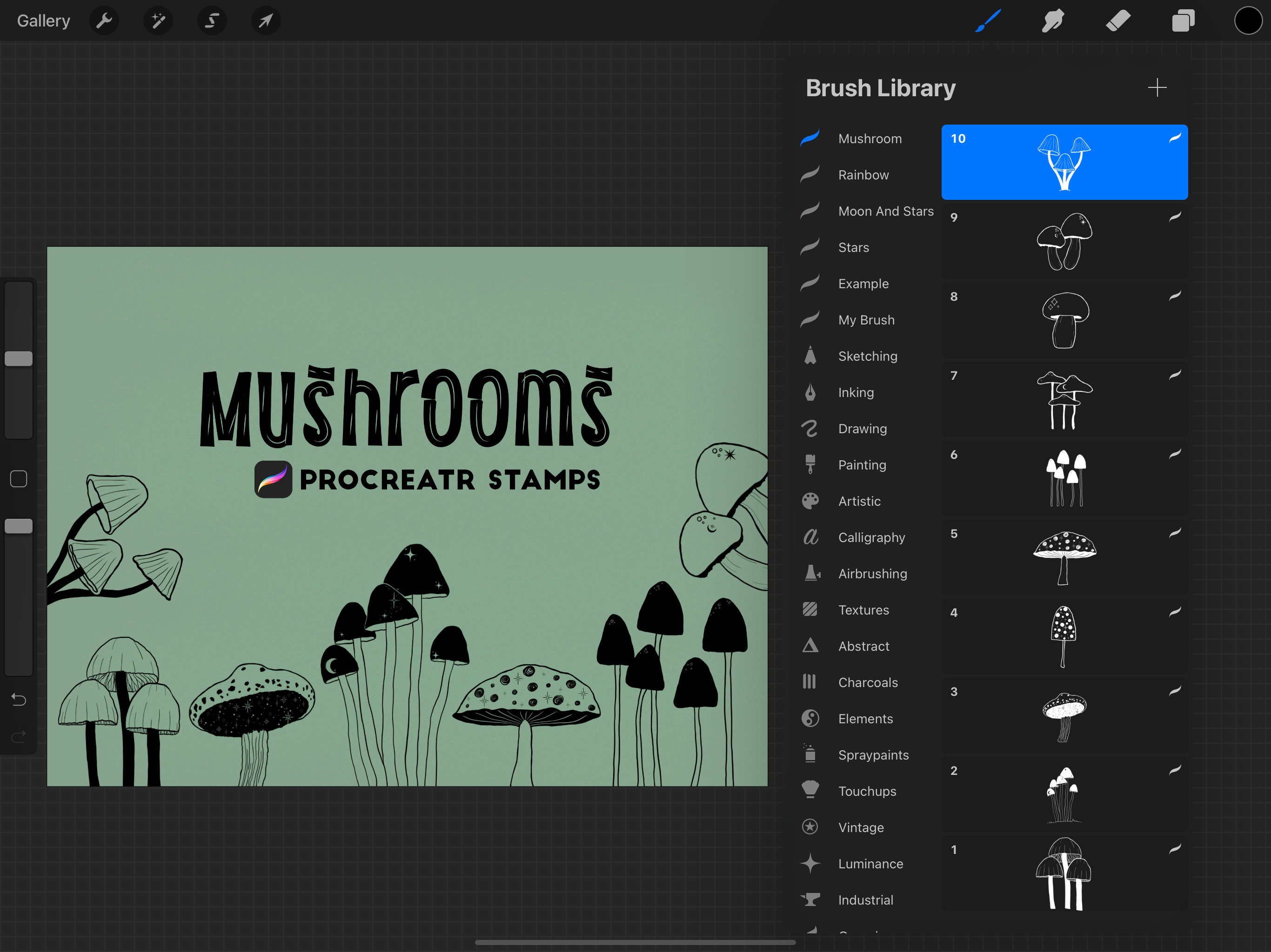Mushroom Stamps for Procreate, Procreate Stamps, Procreate Brushes ...