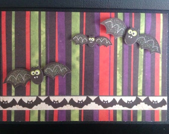 Handmade Halloween Card - Trick or Treat design - Bats