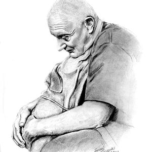Man with Best Friend-Realistic Original Pencil Art-Artwork-Realistic Sketch-Animal-Man-Dog-Realism