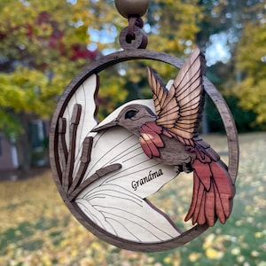 Hummingbird Ornament, 3D hummingbird, heirloom wood nature ornament, made in USA