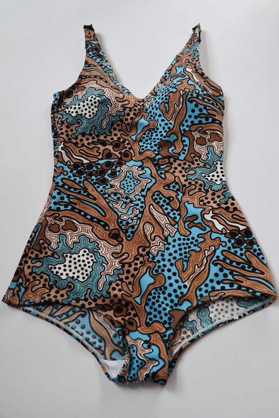 SALE | 1970s Coral Reef Psychedelic Swimsuit - 70s re… - Gem