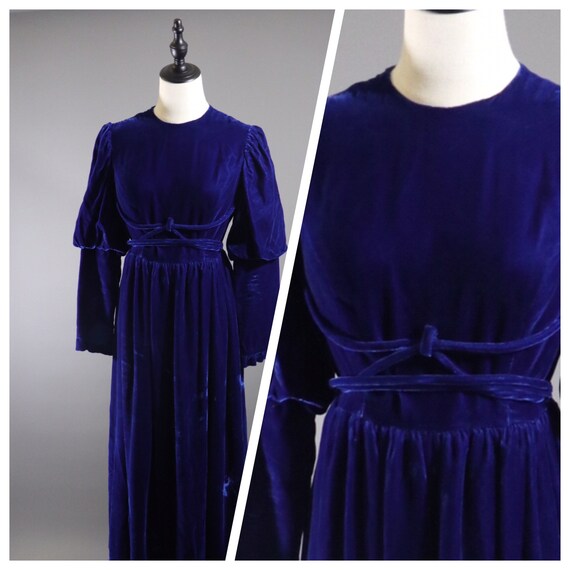 blue velvet ball gown