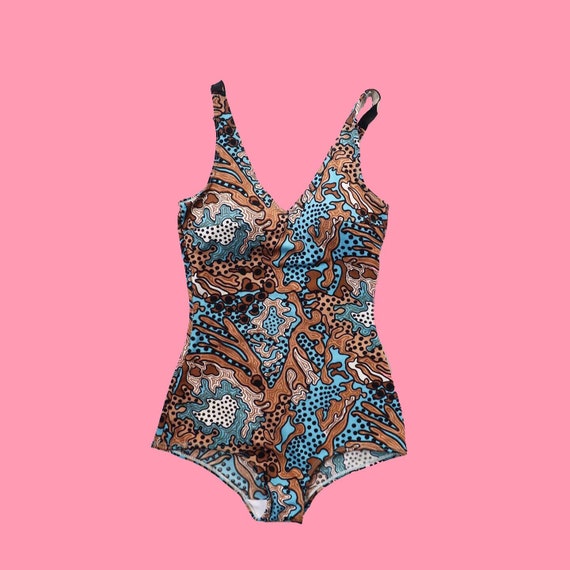 SALE | 1970s Coral Reef Psychedelic Swimsuit - 70s