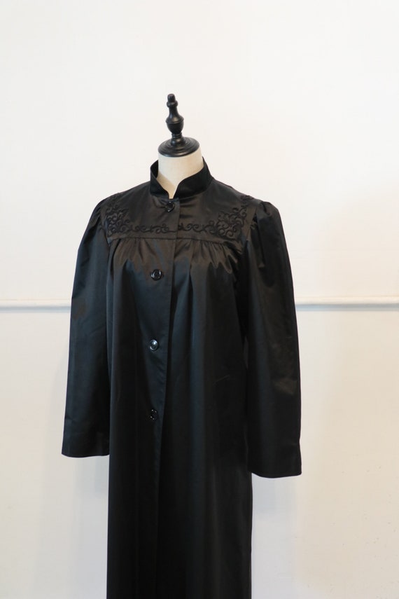 70s Raincoat | 1970s raincoat black jacket jet bla