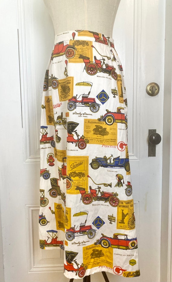 c. 1950s Automobile Novelty Print Swing Skirt - image 2