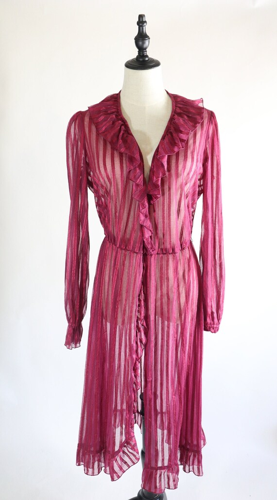 1970s Striped Magenta Lounge Wear | vintage robe s