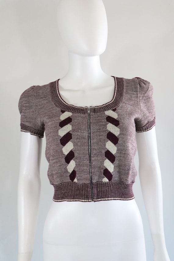 SALE | 60s Cropped Wool Mohair Knit Purple Cardiga