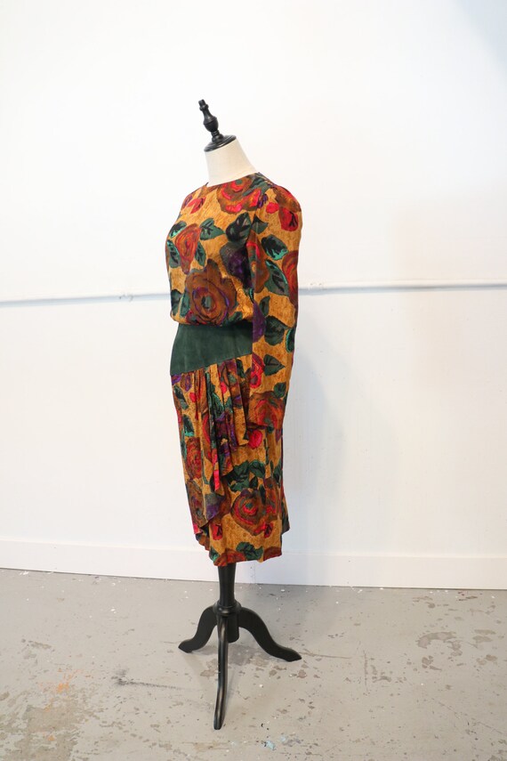 SALE | 80s Silk Leather Dress | 1980s silk 80s dre