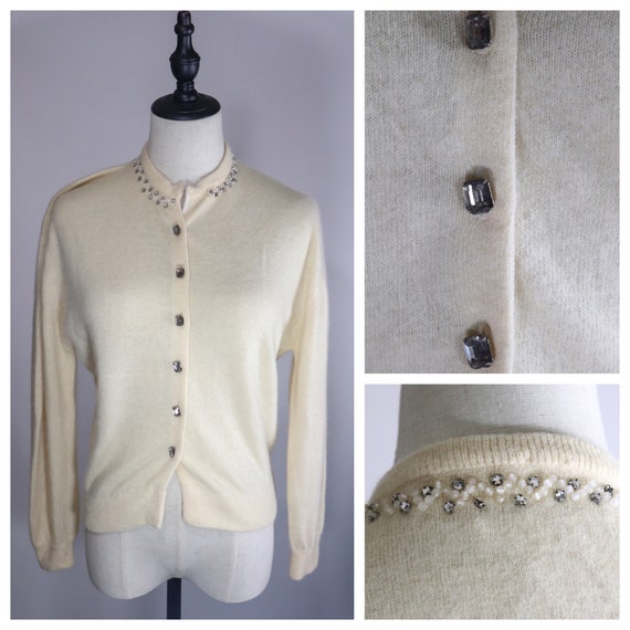 SALE | Cashmere 1950s Glass Button Sweater | vinta